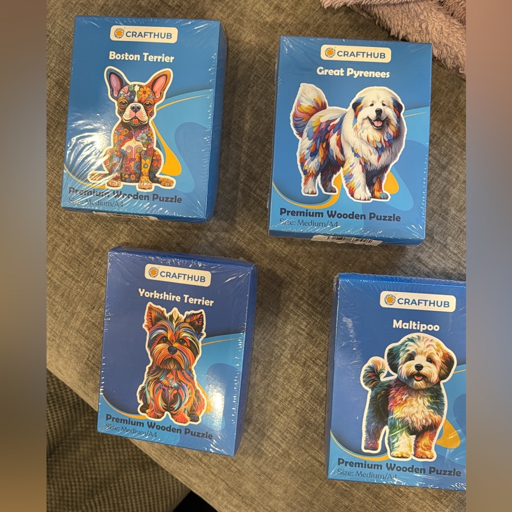 CraftHub Dog Breed Wooden Puzzles Set